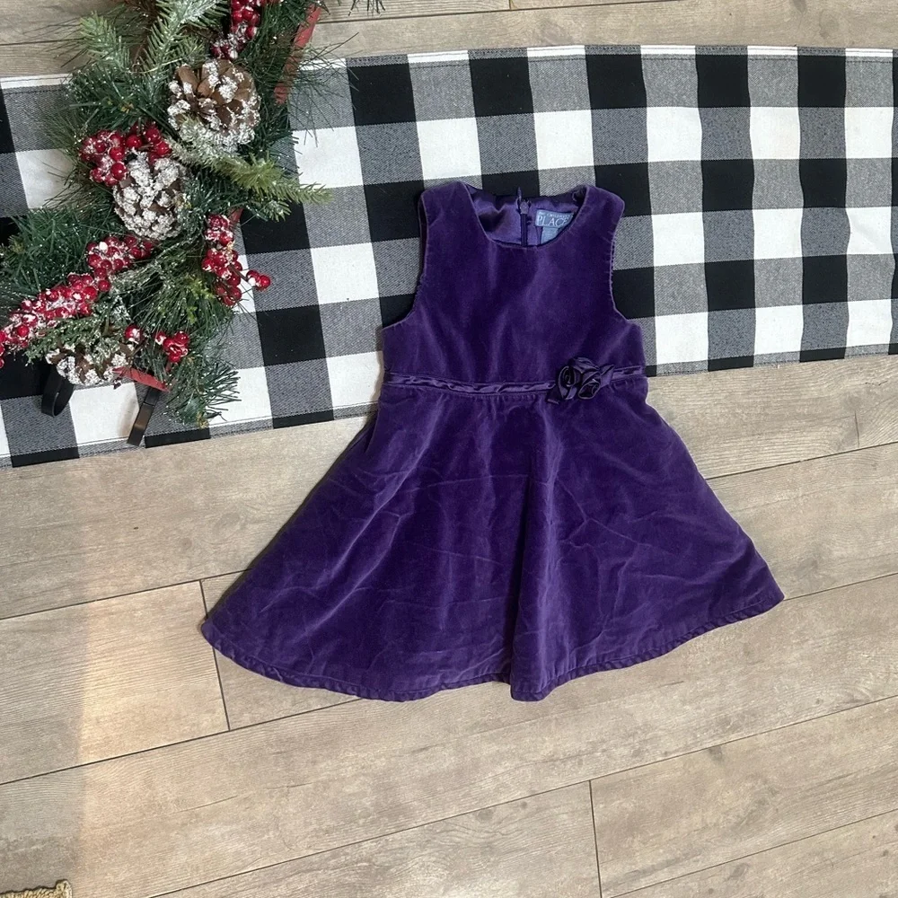 Vintage 90s Toddler Girl Purple Velvet Dress Children’s Place 3T Formal Holiday